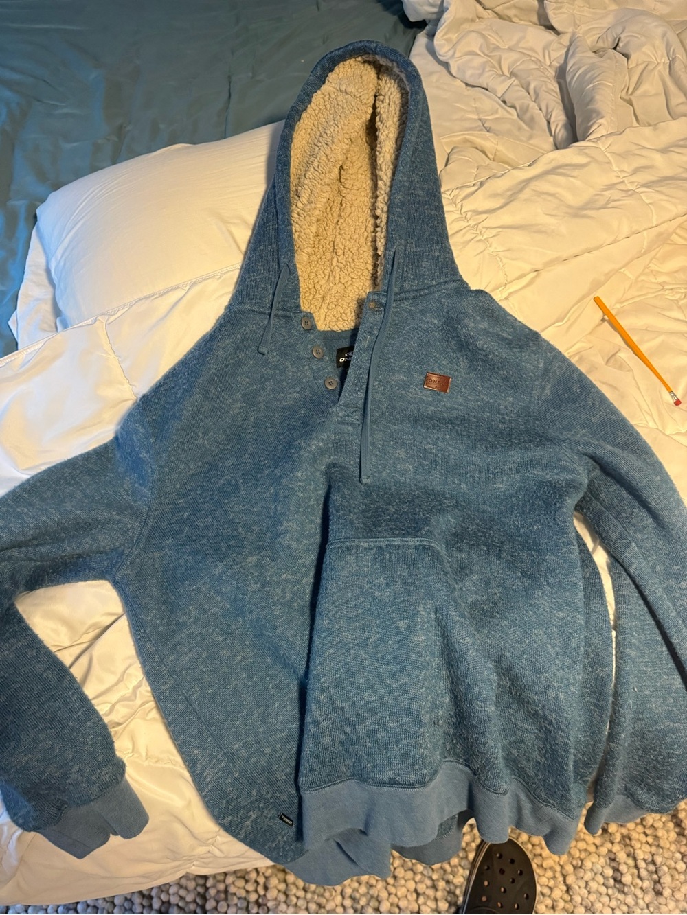 O'Neill Blue Sherpa-Lined Crewneck Hoodie Sweater